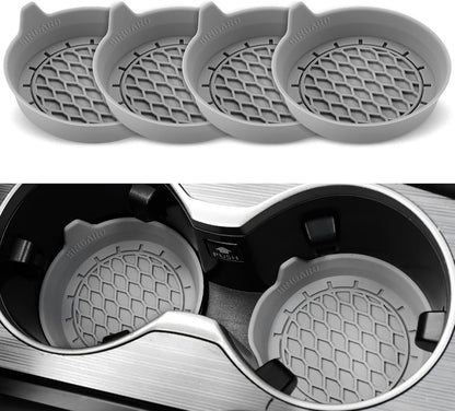 Gray — SINGARO Car Cup Holder Coaster, Silicone Cup Holder Insert, Universal Non-Slip Cup Holders, Car Accessories Interior for Women and Man 4 Pack Gray