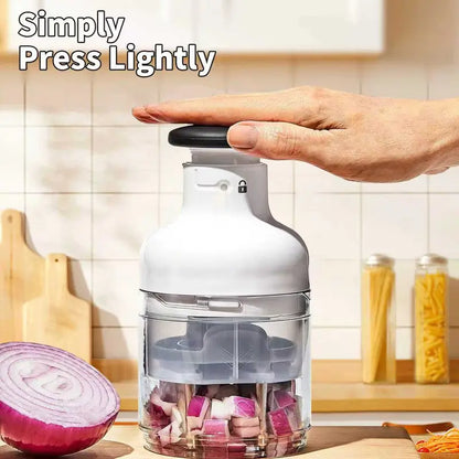 Press-top operation for chopping onions