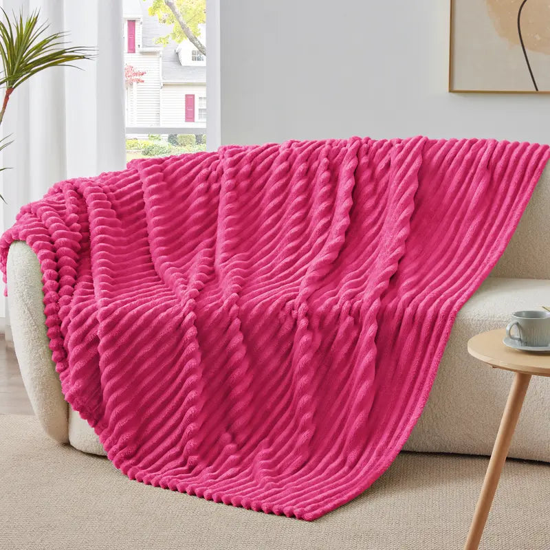 BEDELITE 300 GSM striped fleece blanket