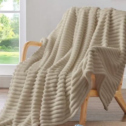Linen BEDELITE striped fleece blanket