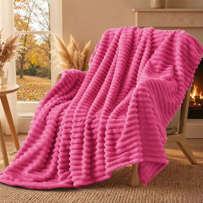 BEDELITE 300 GSM striped fleece blanket