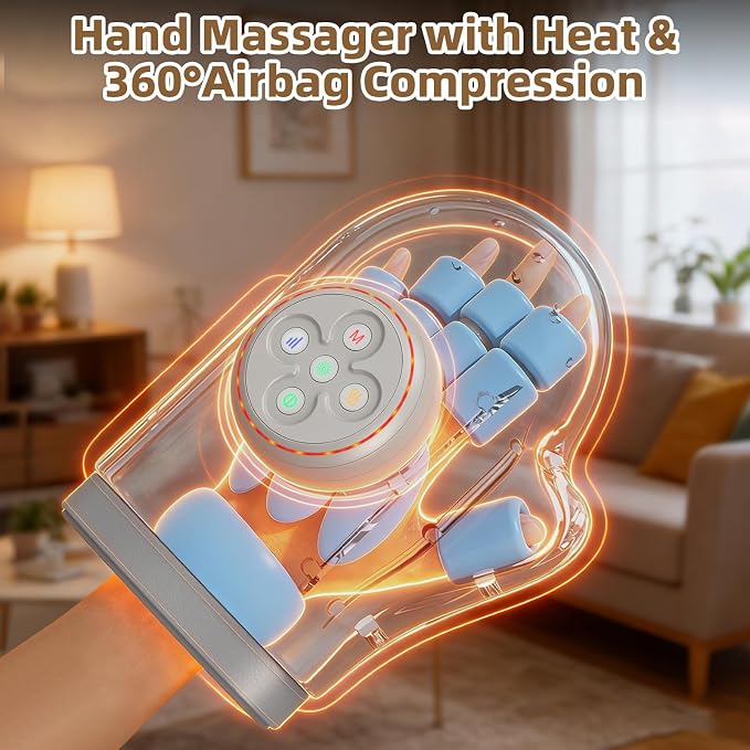 Electric Hand Massager with Heat & Compression for Arthritis Pain Relief