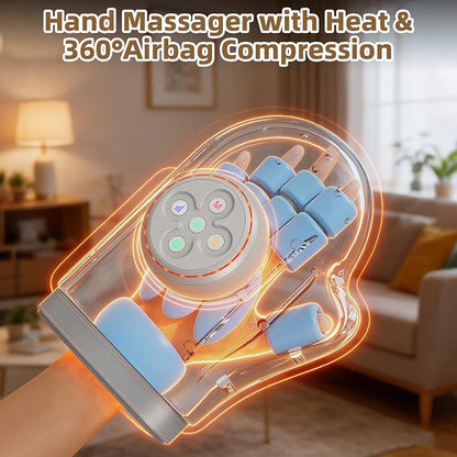 Electric Hand Massager with Heat & Compression for Arthritis Pain Relief