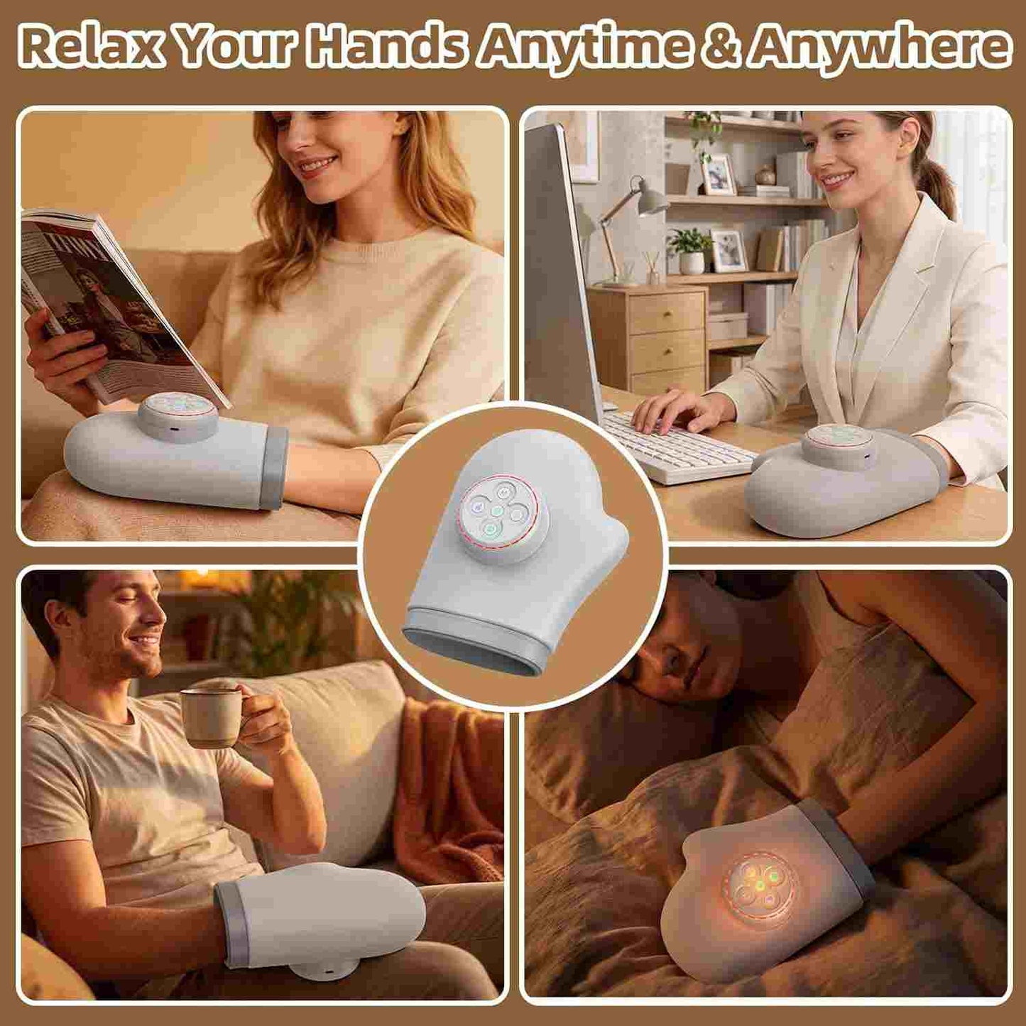 Electric Hand Massager with Heat & Compression for Arthritis Pain Relief