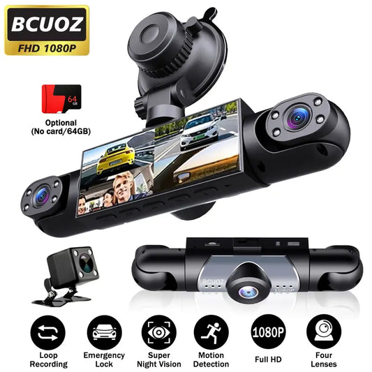 360° 4-Channel 1080P Dash Cam with 64GB Card – Total Blind Spot Protection