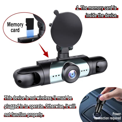 360° 4-Channel 1080P Dash Cam with 64GB Card – Total Blind Spot Protection