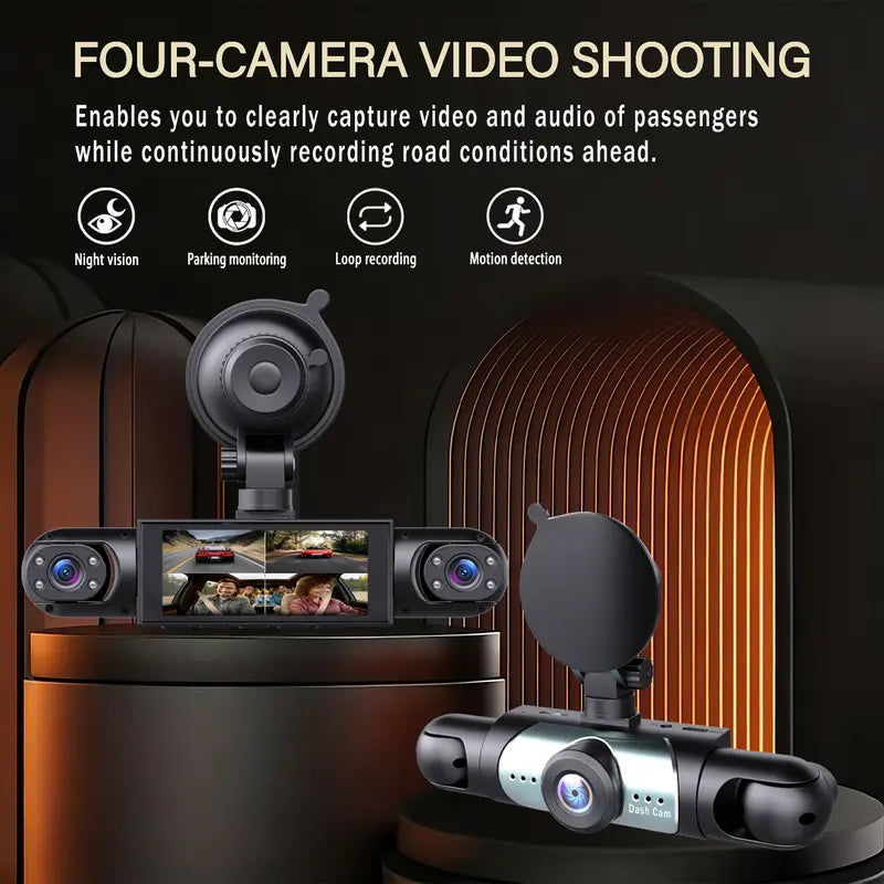 360° 4-Channel 1080P Dash Cam with 64GB Card – Total Blind Spot Protection