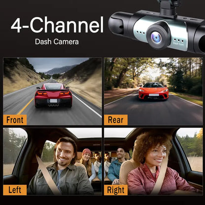 360° 4-Channel 1080P Dash Cam with 64GB Card – Total Blind Spot Protection