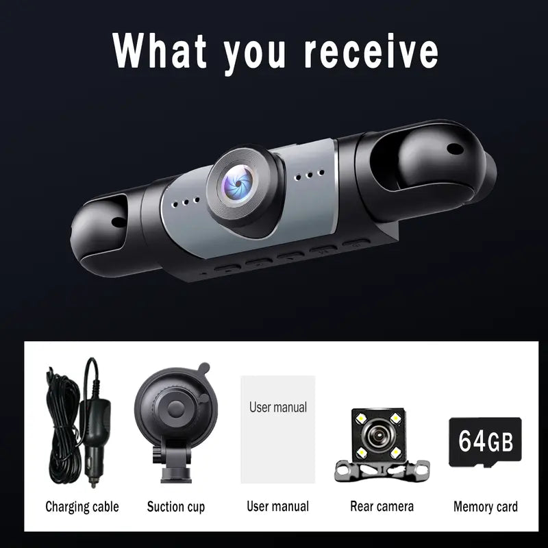 360° 4-Channel 1080P Dash Cam with 64GB Card – Total Blind Spot Protection