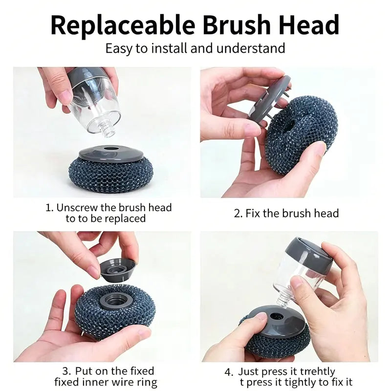 Automatic Soap Dispensing Palm Scrubber for Effortless Pot & Dish Cleaning
