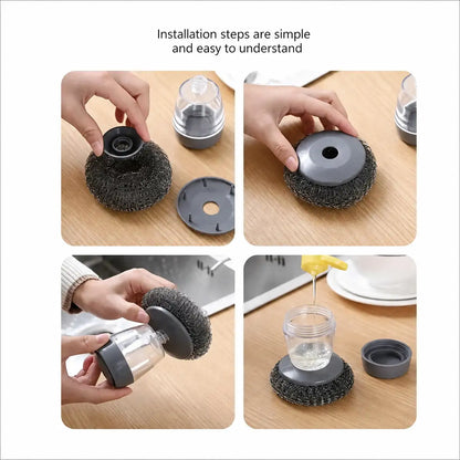 Automatic Soap Dispensing Palm Scrubber for Effortless Pot & Dish Cleaning