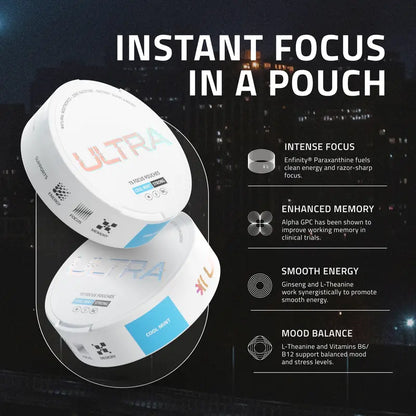 Ultra Plant-Based Nootropic Focus Pouches – Zero Nicotine Clean Energy boost