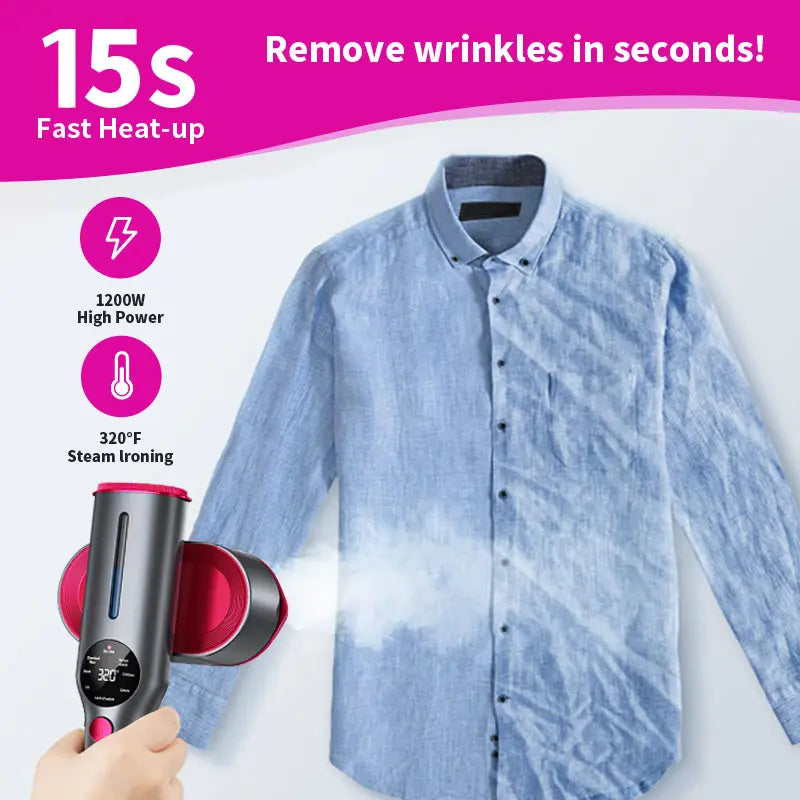 Instant Wrinkle-Free Steam Iron: 15-Second Fast Heat-Up Garment Steamer