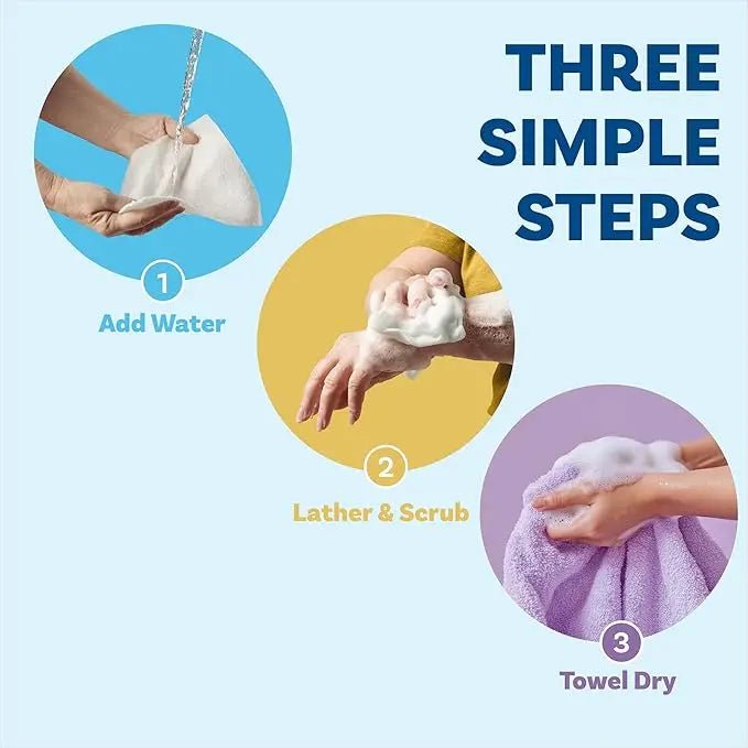 Rinse-Free Soap-Infused Bath Wipes for Waterless Showering | Buy 2 Get 1 Free