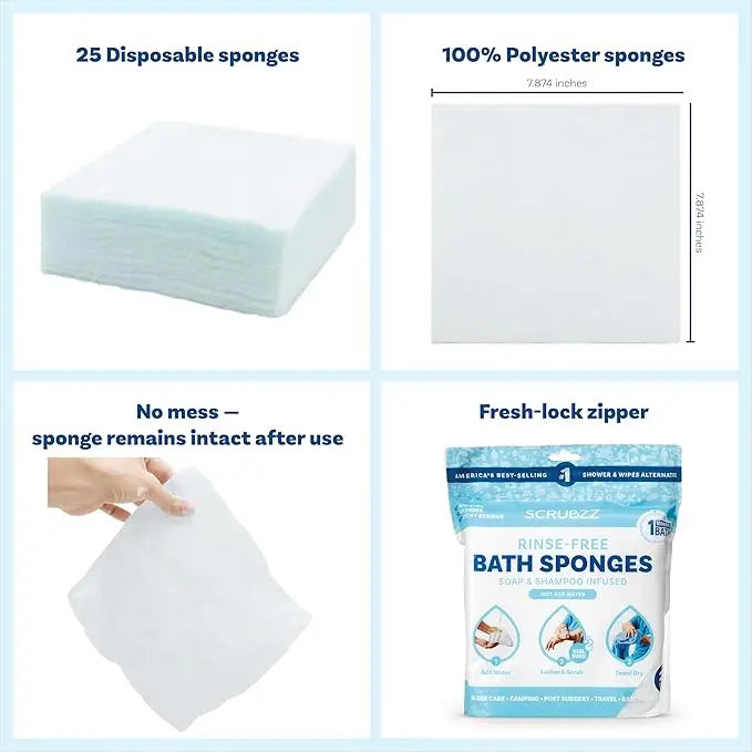 Rinse-Free Soap-Infused Bath Wipes for Waterless Showering | Buy 2 Get 1 Free