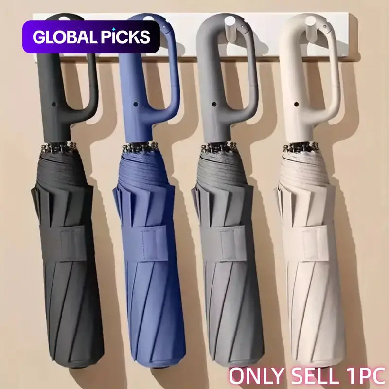 Hands-Free Automatic Folding Umbrella with Carabiner Handle | 2 Pack per Set