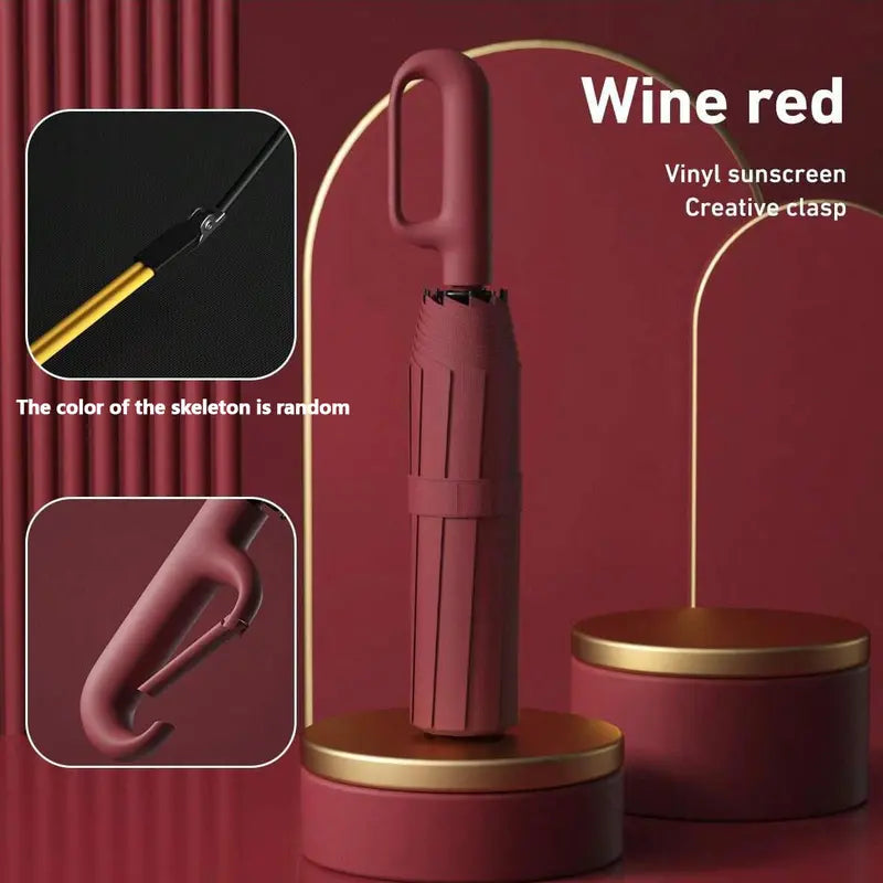 Hands-Free Automatic Folding Umbrella with Carabiner Handle | 2 Pack per Set