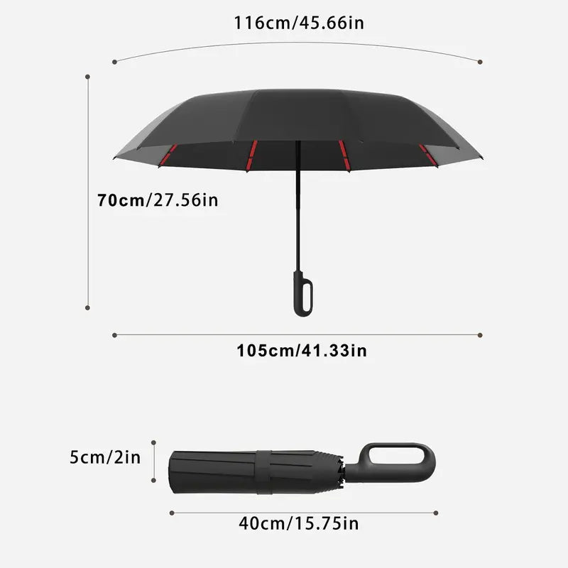 Hands-Free Automatic Folding Umbrella with Carabiner Handle | 2 Pack per Set