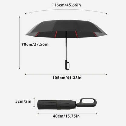 Hands-Free Automatic Folding Umbrella with Carabiner Handle | 2 Pack per Set