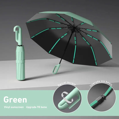 Hands-Free Automatic Folding Umbrella with Carabiner Handle | 2 Pack per Set