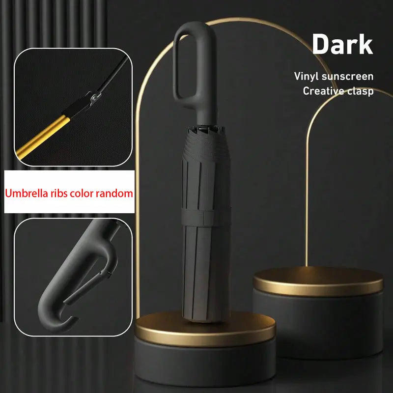 Hands-Free Automatic Folding Umbrella with Carabiner Handle | 2 Pack per Set