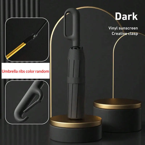Hands-Free Automatic Folding Umbrella with Carabiner Handle | 2 Pack per Set