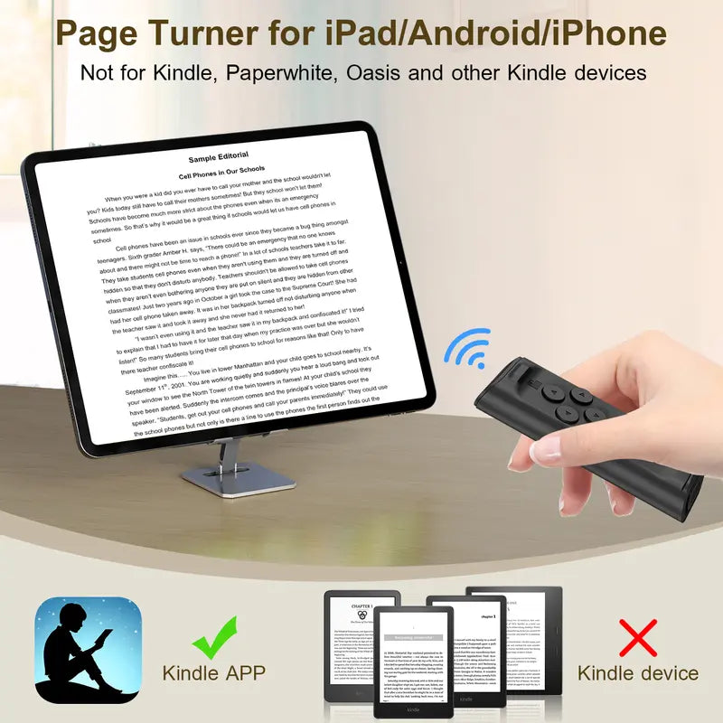 Hands-Free Bluetooth Scrolling Remote with Desktop Phone Stand